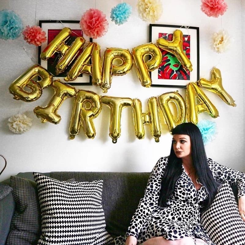 Happy Birthday Foil Balloons Golden-Silver 13Pcs 16 Inch Alphabet